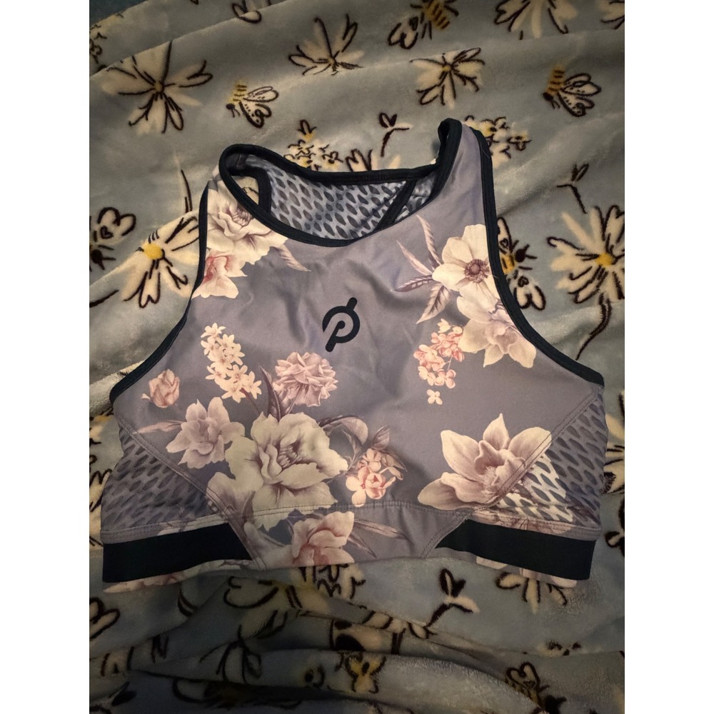 Peloton Women Lavender Floral Racerback Sports Bra Activewear Top